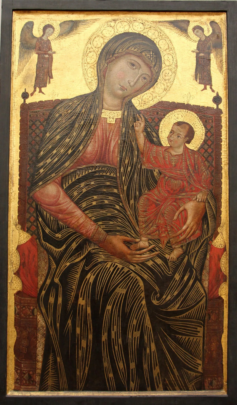 Jomfru Maria som troner med to engler - Master of the Magdalen