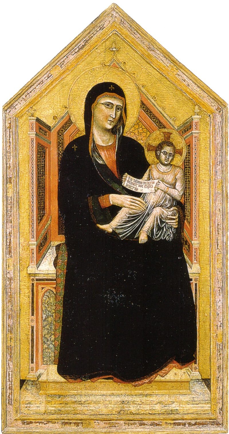 Jomfru Maria som troner med et barn - Mester av Saint Cecilia