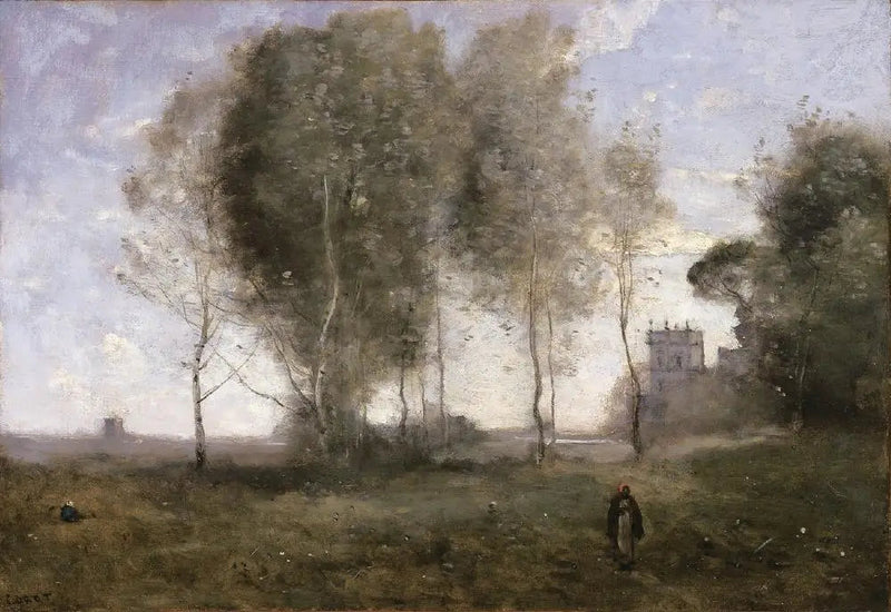 Villaen ved pinetrærne svarte - Jean-Baptiste Camille Corot