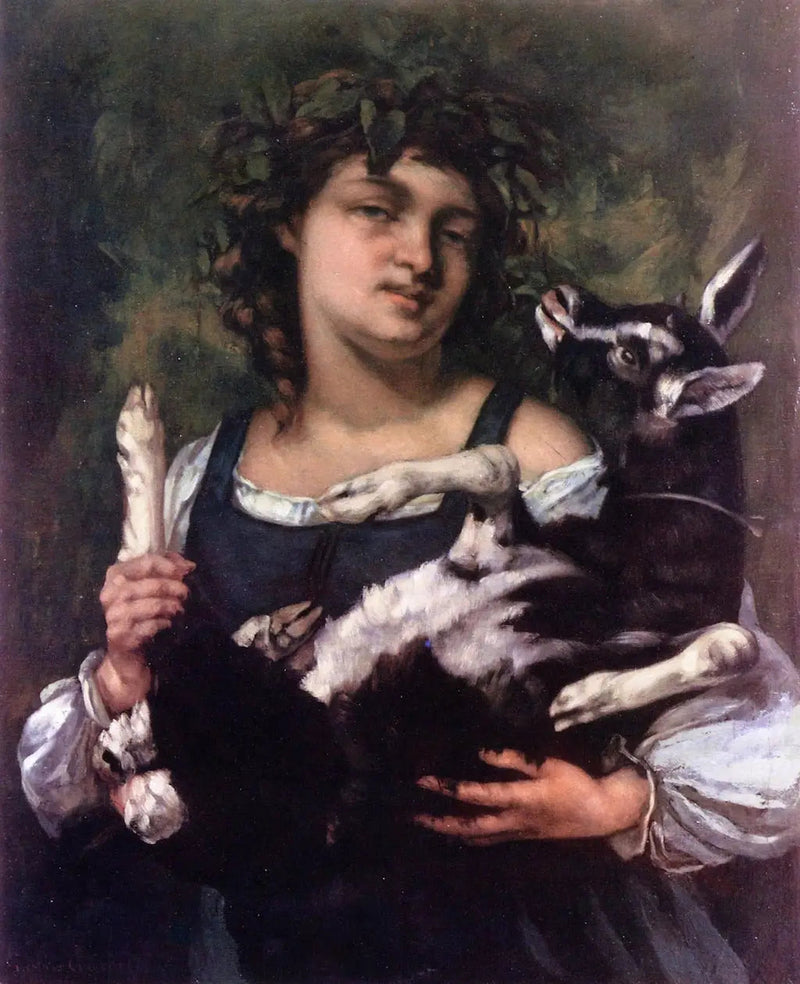 Den landsbyjente med geit - Gustave Courbet