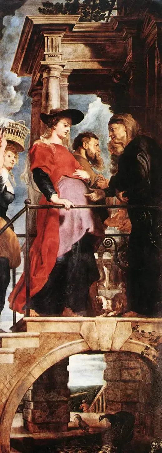 La Visitation (venstre panel av triptykken) - Peter Paul Rubens