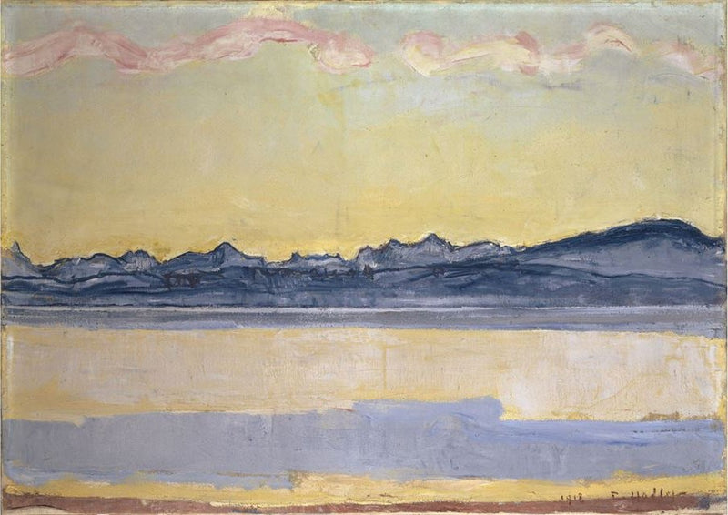 Genève-sjøen og Mont-Blanc-kjeden ved daggry - Ferdinand Hodler