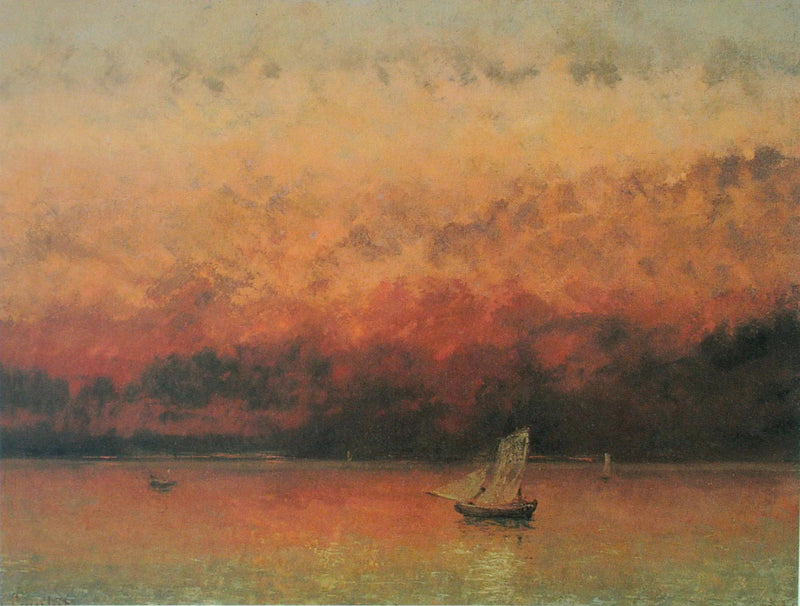 Lac Léman, solnedgang - Gustave Courbet