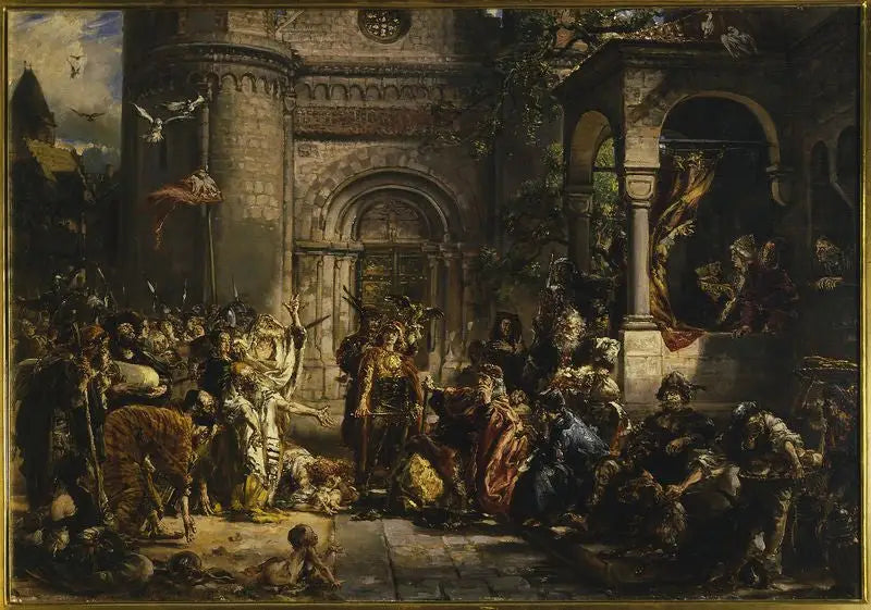 Velkomsten av jødene, fra serien « Sivilisasjonens historie i Polen » - Jan Matejko

Source:
L'accueil des Juifs, de la série « Histoire de la civilisation en Pologne » - Jan Matejko
