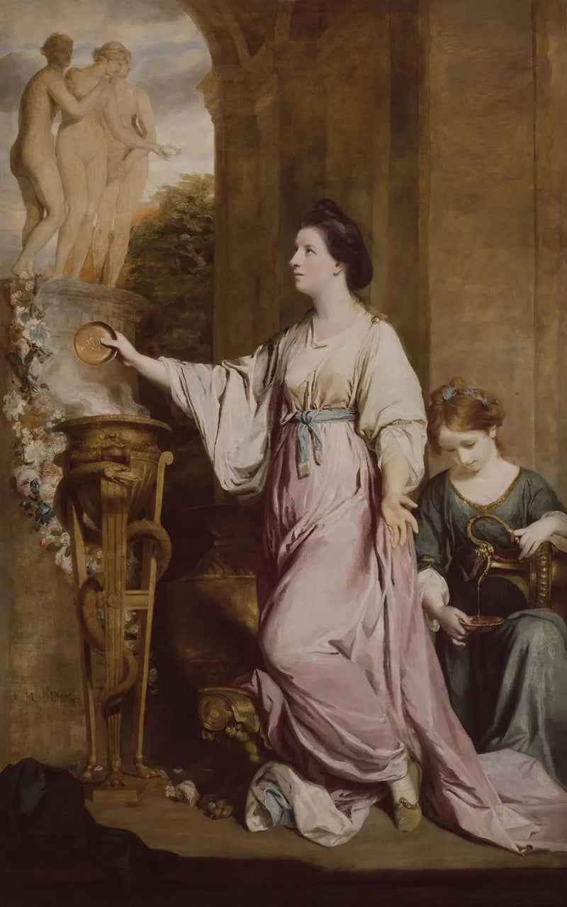 Lady Sarah Bunbury ofoffer til Nådegudinnene - Joshua Reynolds