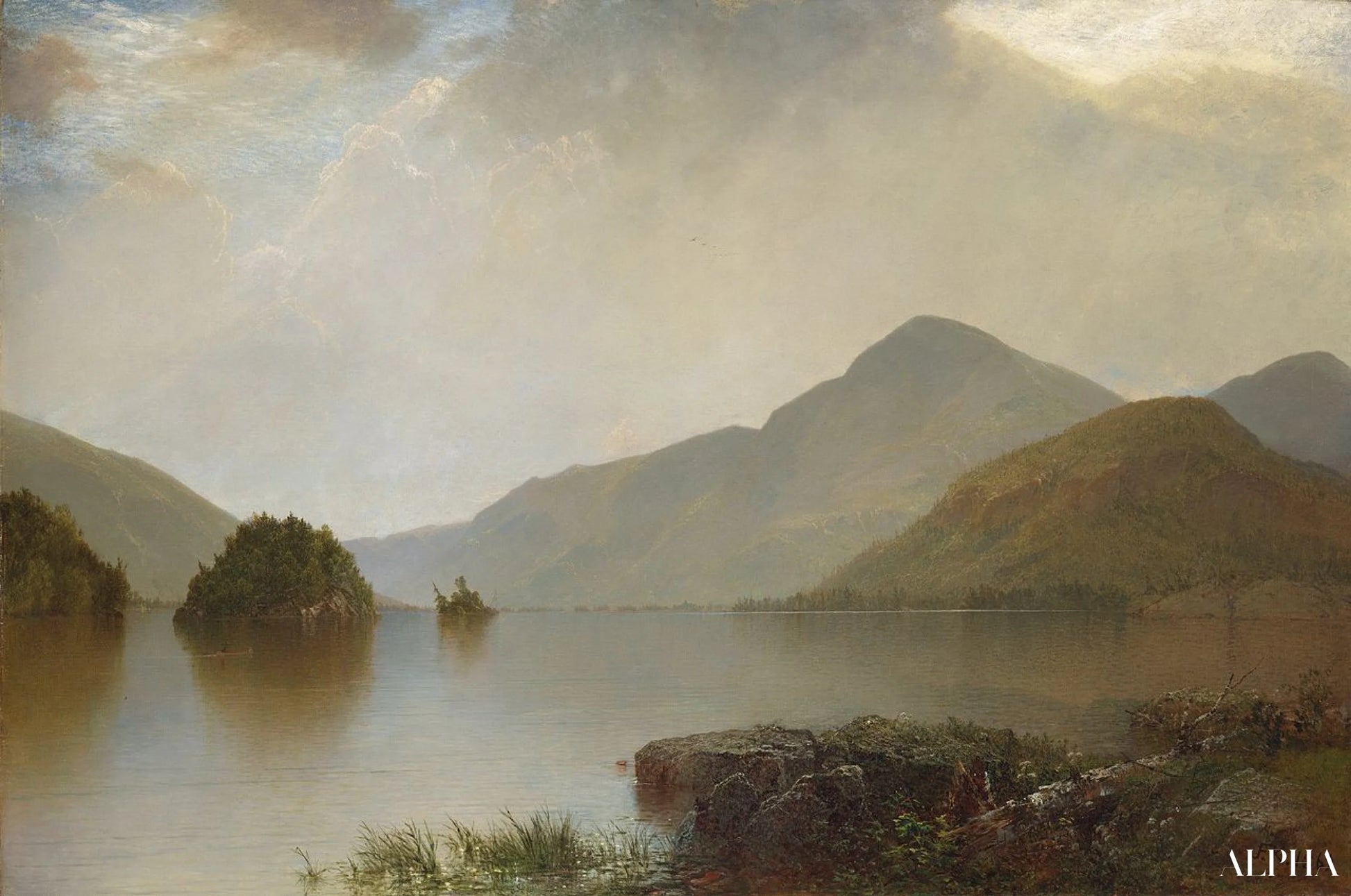 Lake George av John Frederick Kensett - Reproduksjoner av høykvalitets malerier og bilder
