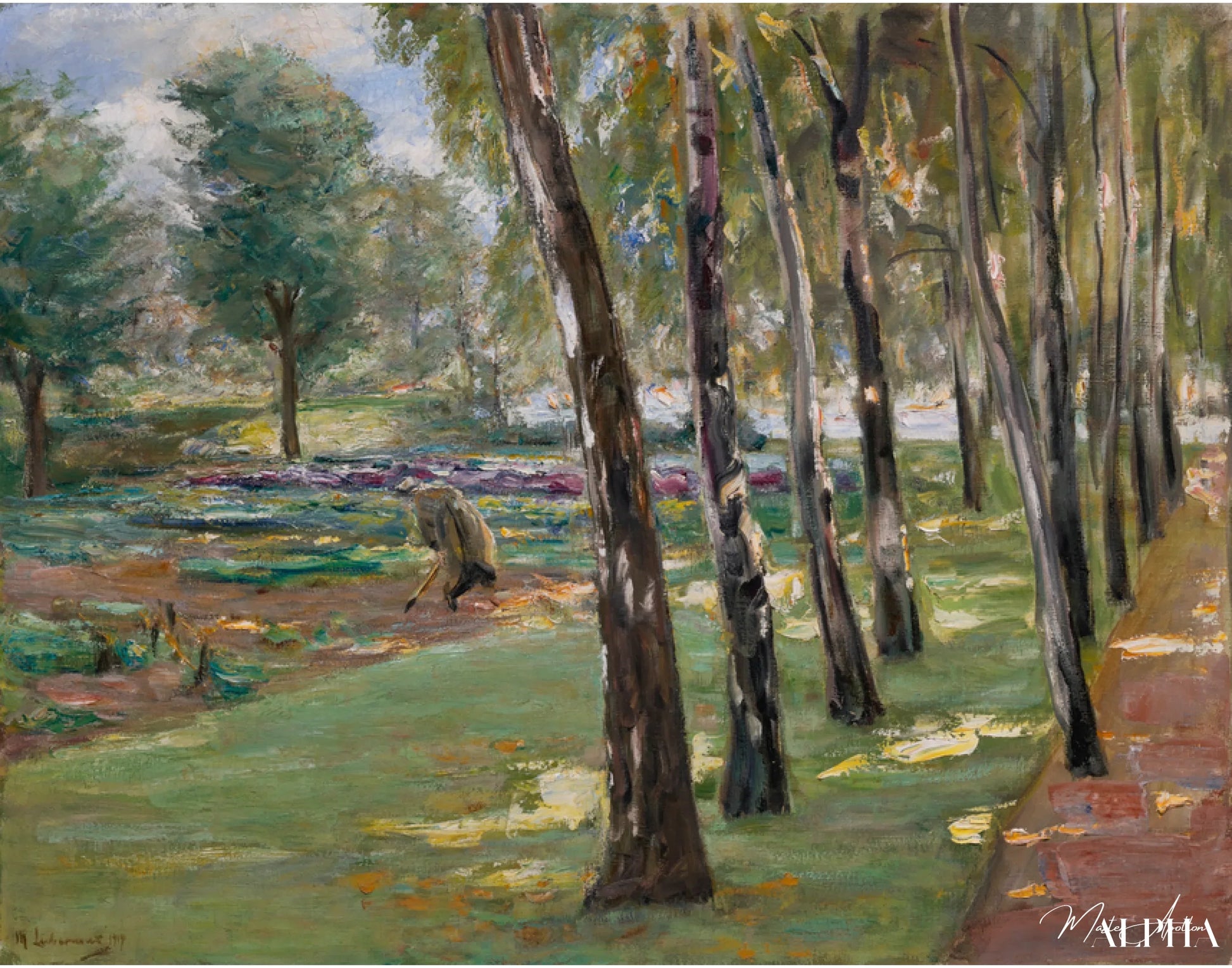 Bjørkestien i hagen i Wannsee - utsikt over kålåkeren - Max Liebermann - Høykvalitets reproduksjoner av malerier og bilder