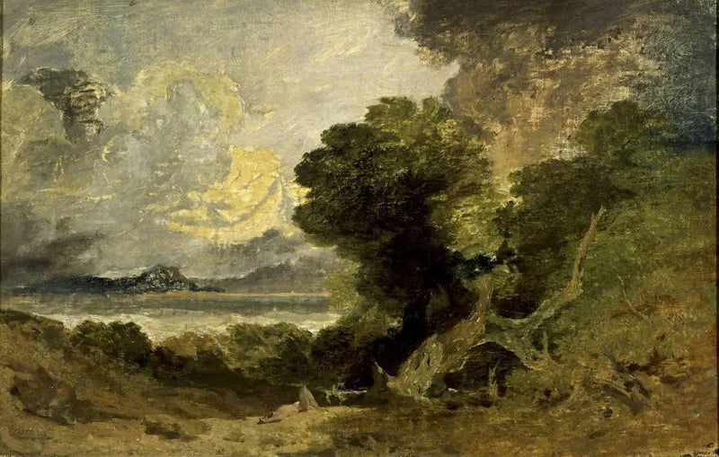 Landskap med innsjø og falt tre - J. M. W. Turner
