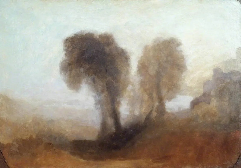 Landskap med trær og et slott - J. M. W. Turner