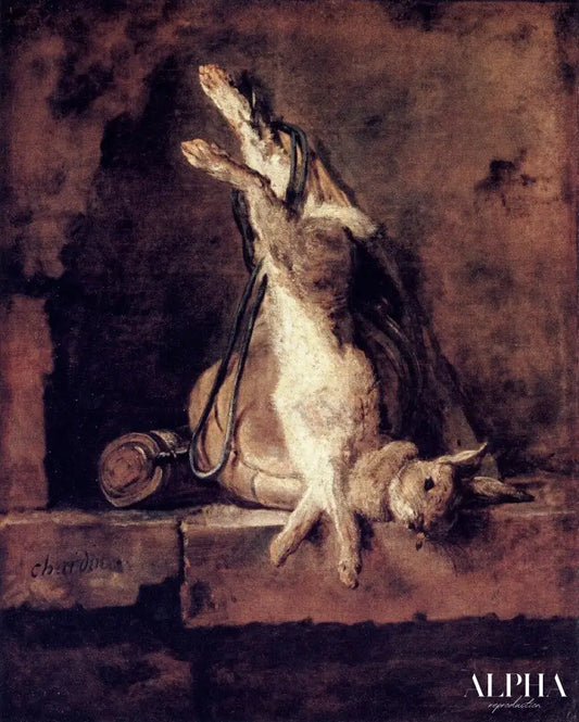 Lapin sauvage avec carnier et poire à poudre - Jean Siméon Chardin - Reproductions de tableaux et peintures haut de gamme