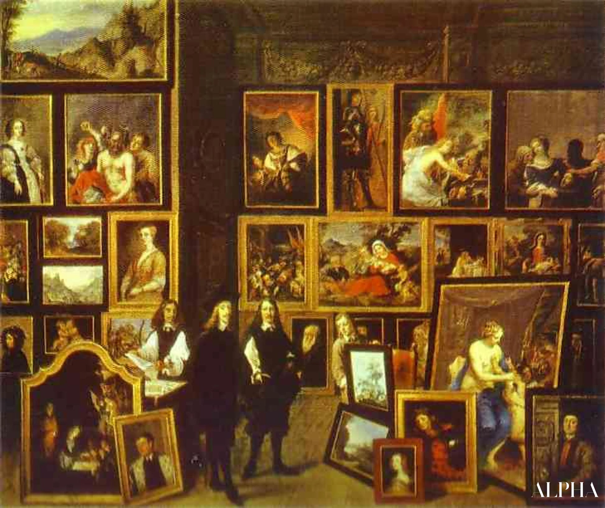 Erkehertug Leopold Wilhelm i sitt billedgalleri, sammen med kunstneren og andre personer - David The Younger Teniers - Reproduksjoner av malerier og høykvalitetsbilder