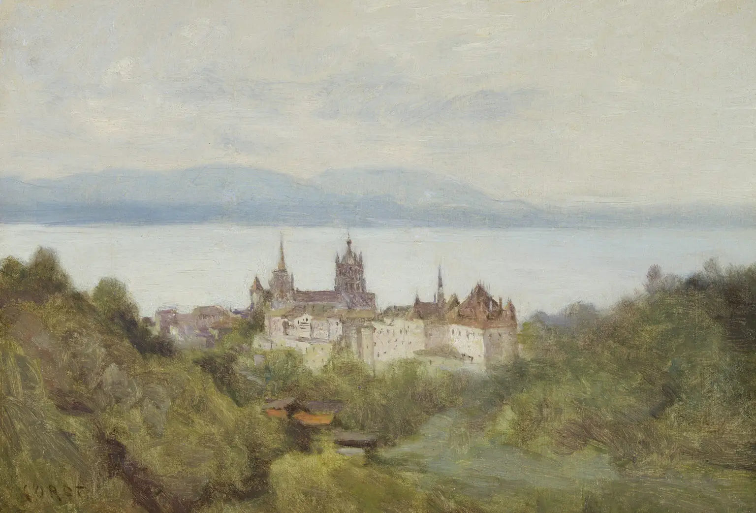 Lausanne et le lac Léman juillet 1842 - Jean-Baptiste Camille Corot - Alpha Reproduction