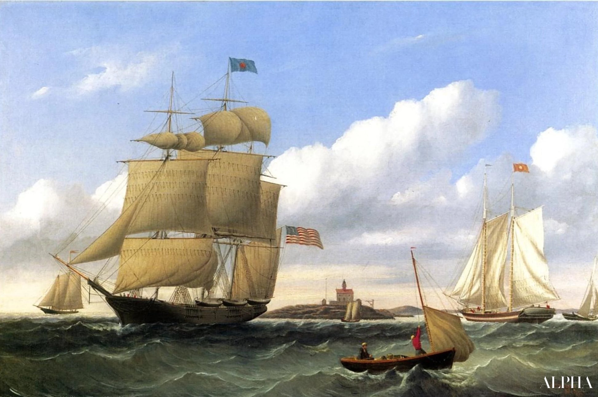 Hvalfangeren "Emma C. Jones" utenfor Round Hills, New Bedford - William Bradford - William Bradford - Høykvalitets reproduksjoner av malerier og bilder