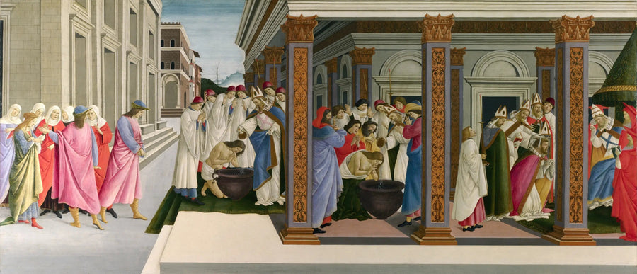 Dåpen av Zenobius og hans ordinasjon som biskop - Sandro Botticelli
