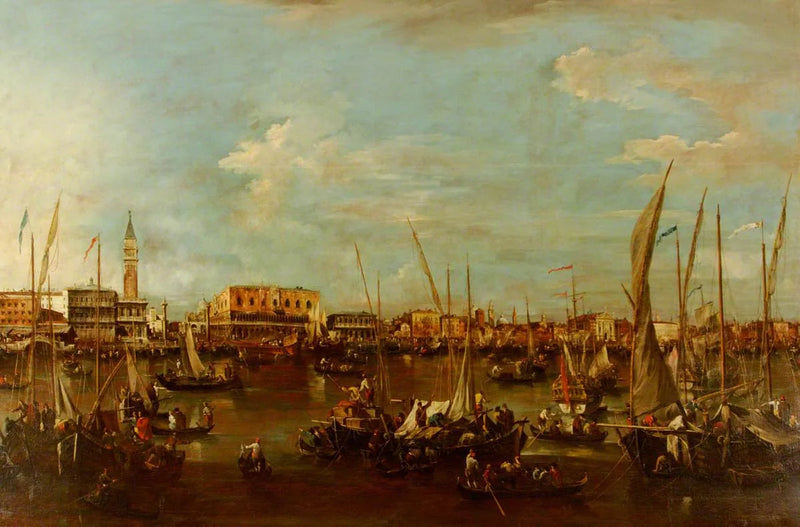 Saint-Marc-bassenget med Molo og Dogepalasset, Venezia - Francesco Guardi