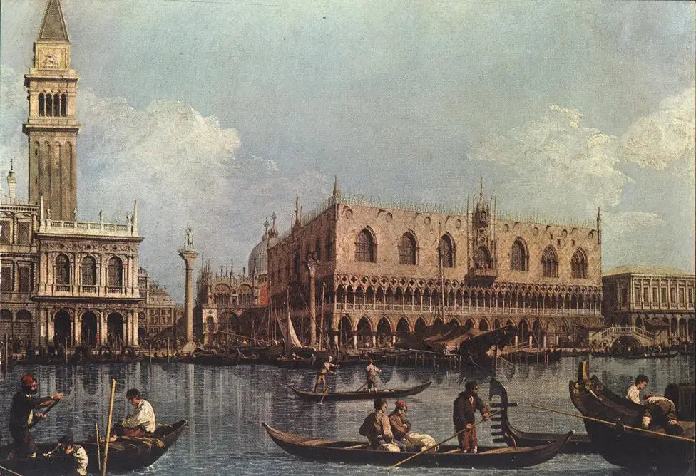 Le Bassin de Saint-Marc vu de la pointe de la Douane - Canaletto image 1 reproduction artisanale de tableau