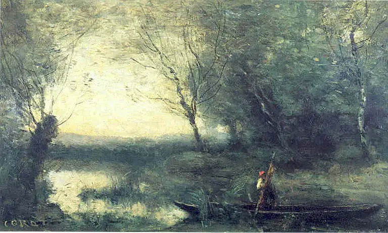 Le Båtmann, kvelden - Jean-Baptiste Camille Corot