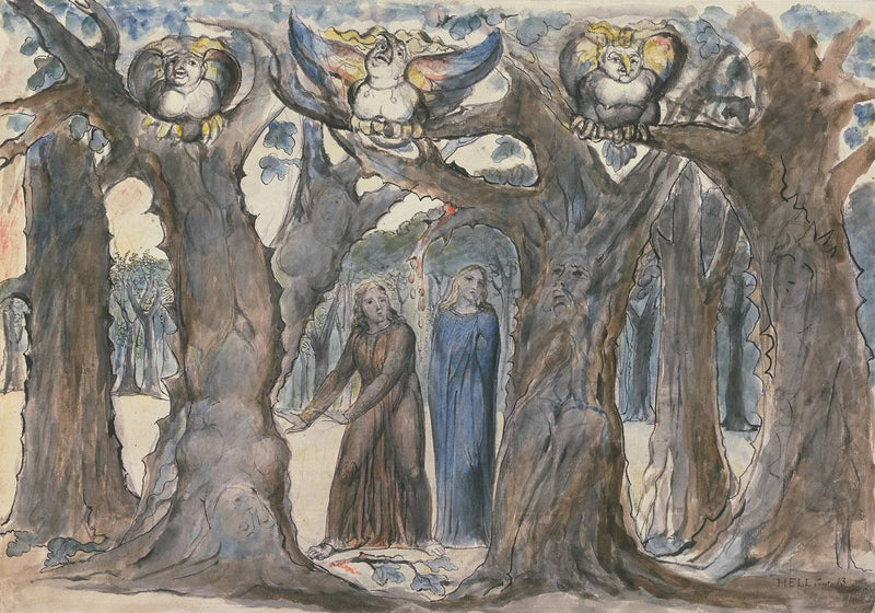 Selvskriverens tre: Harpyene og selvmordene - William Blake
