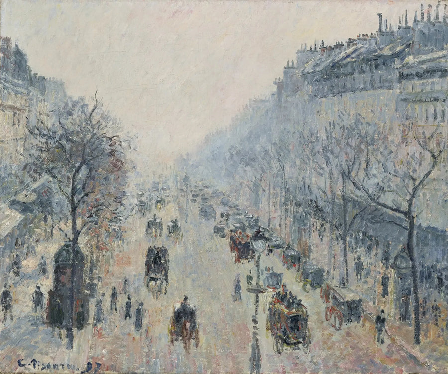 Boulevard Montmartre, morgenens tåke - Camille Pissarro