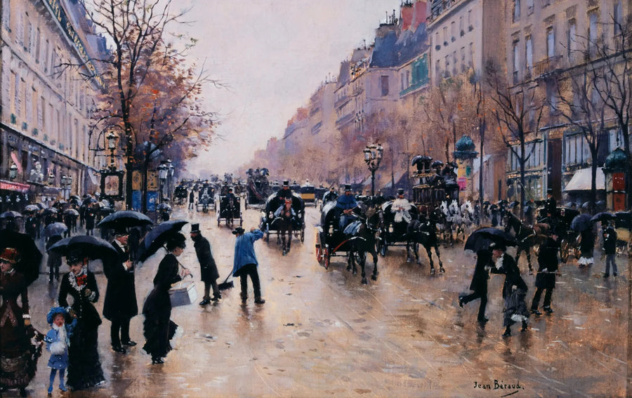 Poissonnière-boulevarden under regn - Jean Béroud

Source:
Le boulevard Poissonnière sous la pluie - Jean Béraud