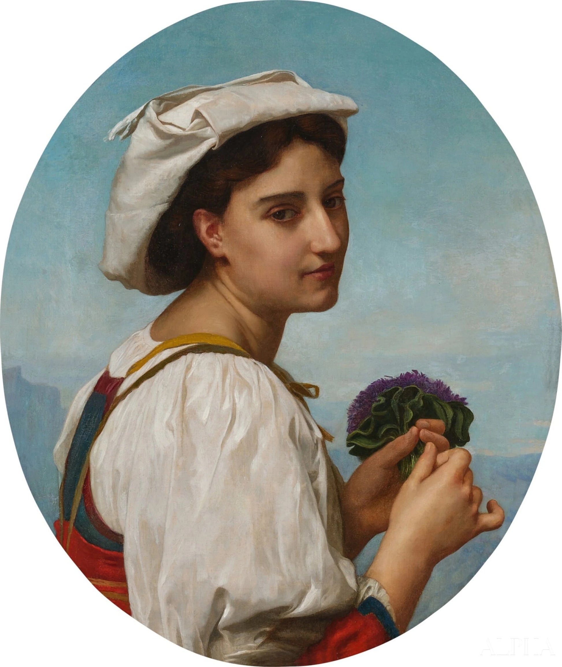 Le Bouquet de violettes - William Bouguereau Reproduksjoner av malerier i oljemaling