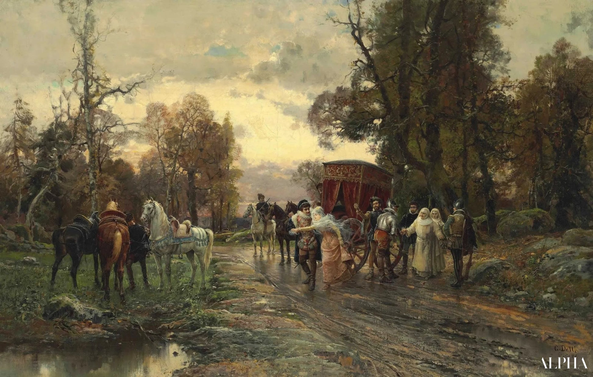Le Campement - Cesare-Auguste Detti Reproduksjoner av oljemalerier