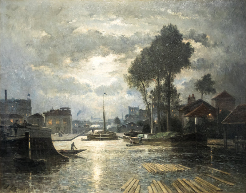 Saint-Denis-kanalen sett fra Metz-havnen, måneeffekt - Stanislas Lépine
