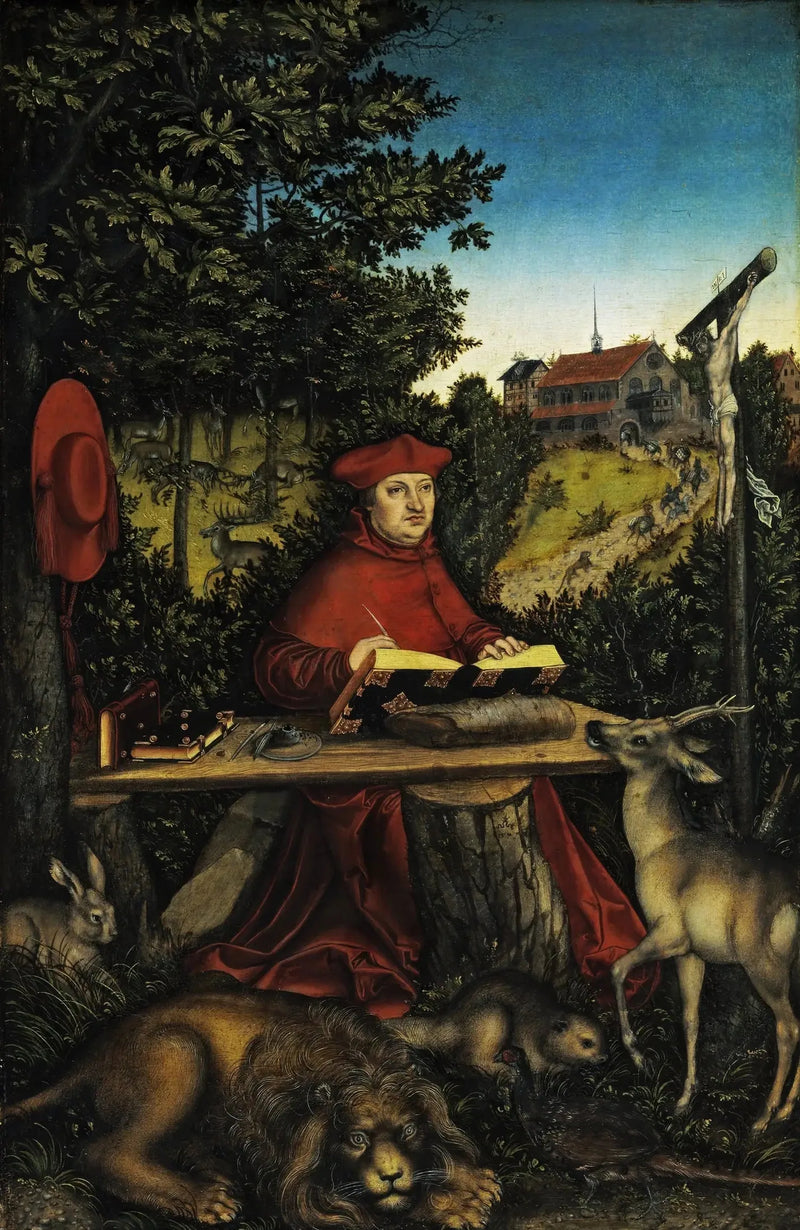 Cardinal Albert av Brandenburg (1490-1545) i rollen som Saint Jérôme - Lucas Cranach den eldre
