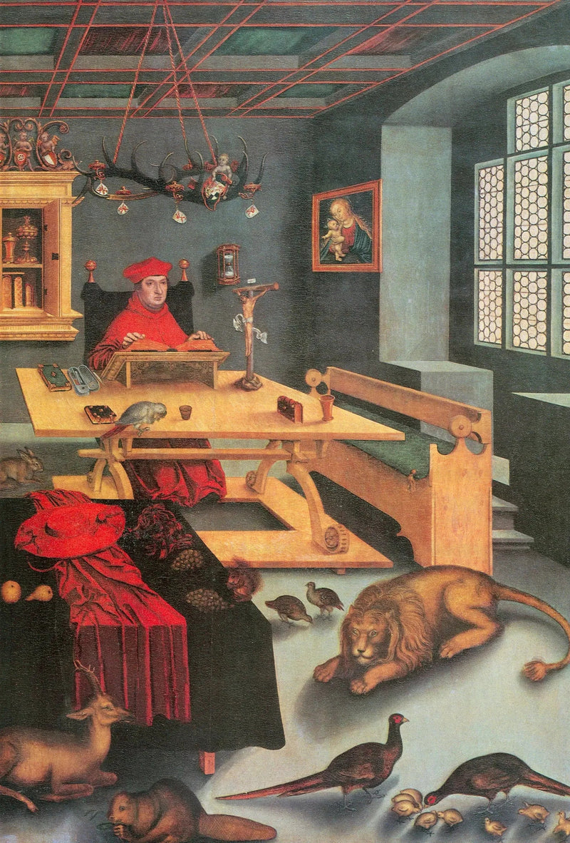 Kardinal Albrecht av Brandenburg i rollen som Saint Jerome - Lucas Cranach den eldre
