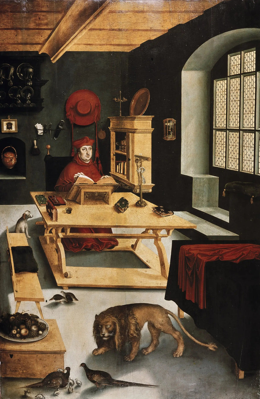 Kardinal Albrecht von Brandenburg, erkebiskop av Mainz, fremstilt som Saint Jerome i sitt arbeidsrom - Lucas Cranach den eldre
