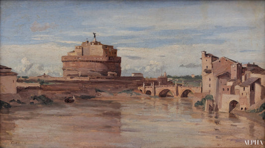 Le Château Saint-Ange et le Tibre, Rome - Camille Corot - Reproductions de tableaux et peintures haut de gamme