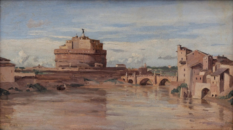 Slottet Saint-Ange og Tiberen, Roma - Jean-Baptiste Camille Corot
