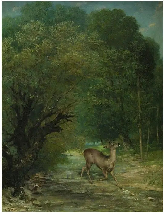 Hjortet som er jaktet med lytting, vår - Gustave Courbet