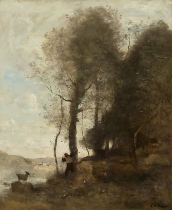 Geitenbonden ved skogkanten - Jean-Baptiste Camille Corot