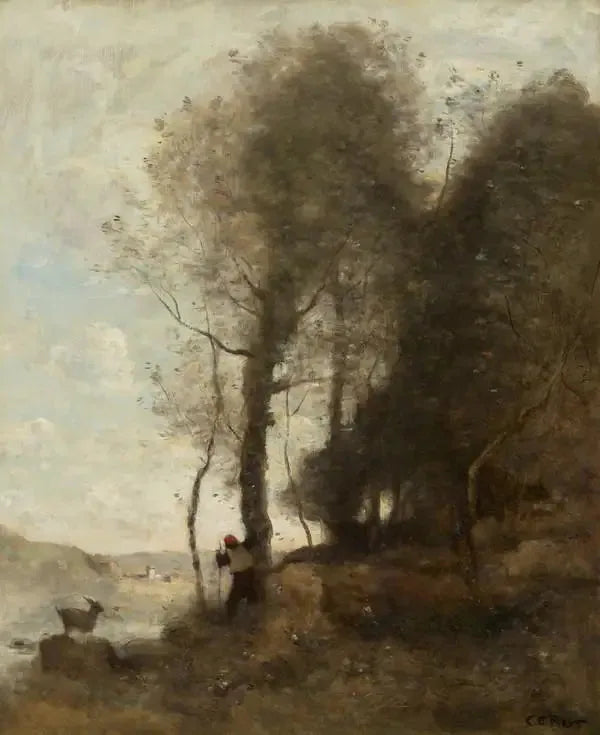 Geitenbonden ved skogkanten - Jean-Baptiste Camille Corot