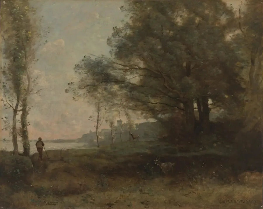 Gjetergutten sett fra bukten - Jean-Baptiste Camille Corot