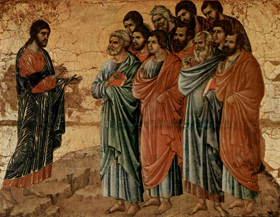 Kristus åpenbarer seg for disiplene på fjellet i Galilea - Duccio di Buoninsegna