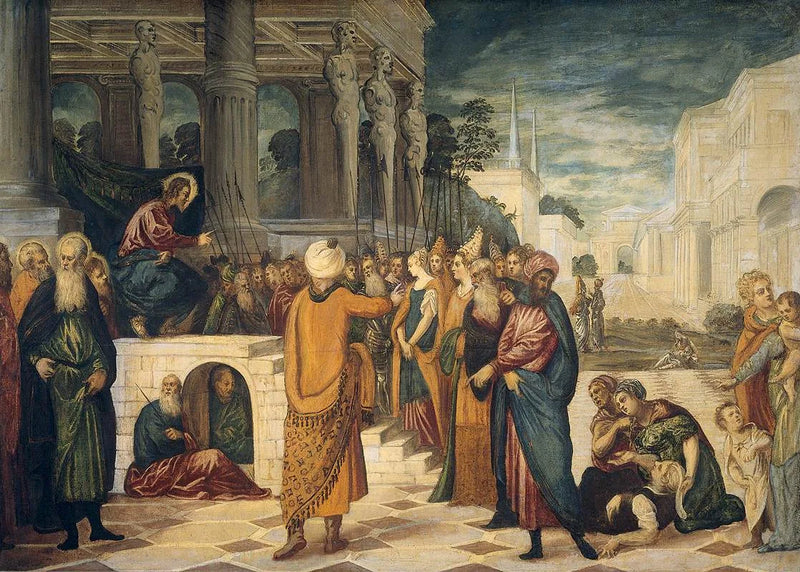 Kristus med den adulterende kvinnen - Jacopo Tintoretto