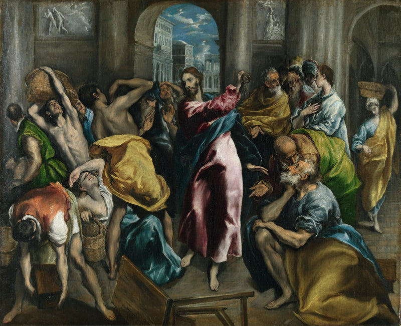 Kristus jager kjøpmennene ut av tempelet - El Greco