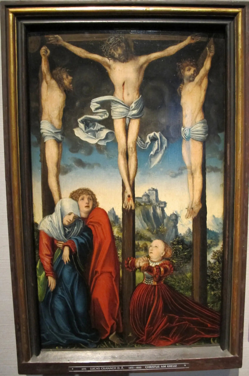 Kristus korsfestet mellom de to røverne - Lucas Cranach den eldre