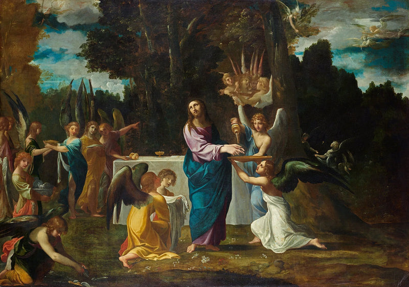 Kristus i ørkenen, tjent av engler - Ludovico Carracci