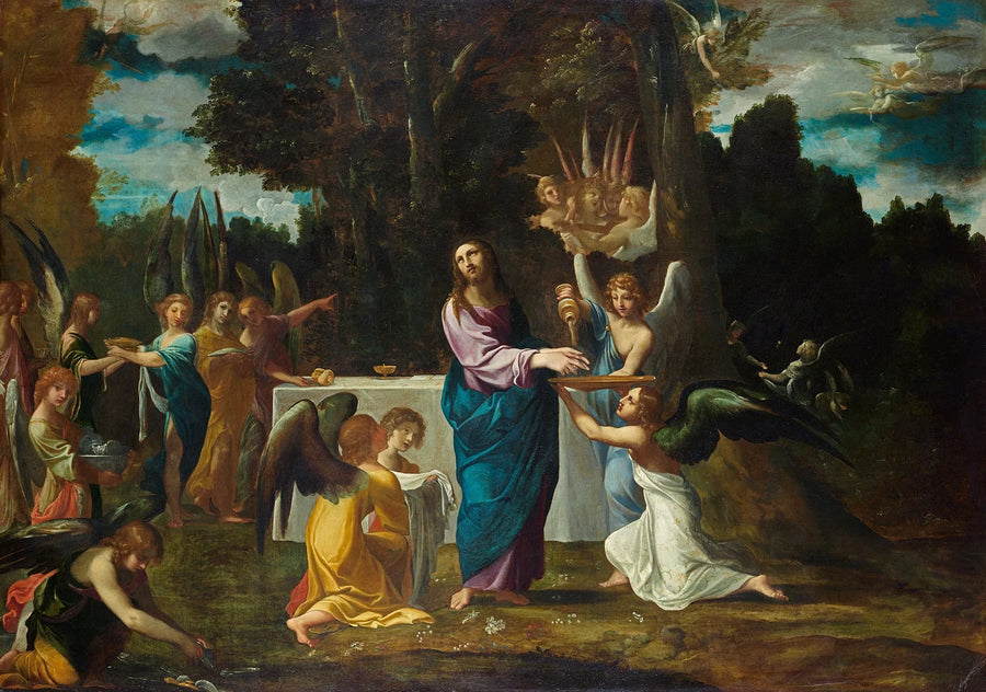 Kristus i ørkenen, tjent av engler - Ludovico Carracci