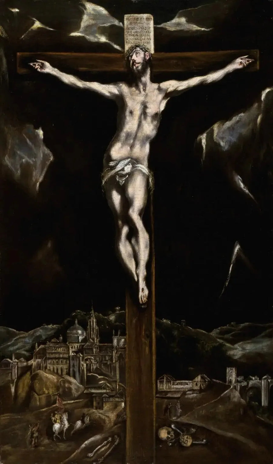Kristus på korset med utsikt over Toledo - El Greco