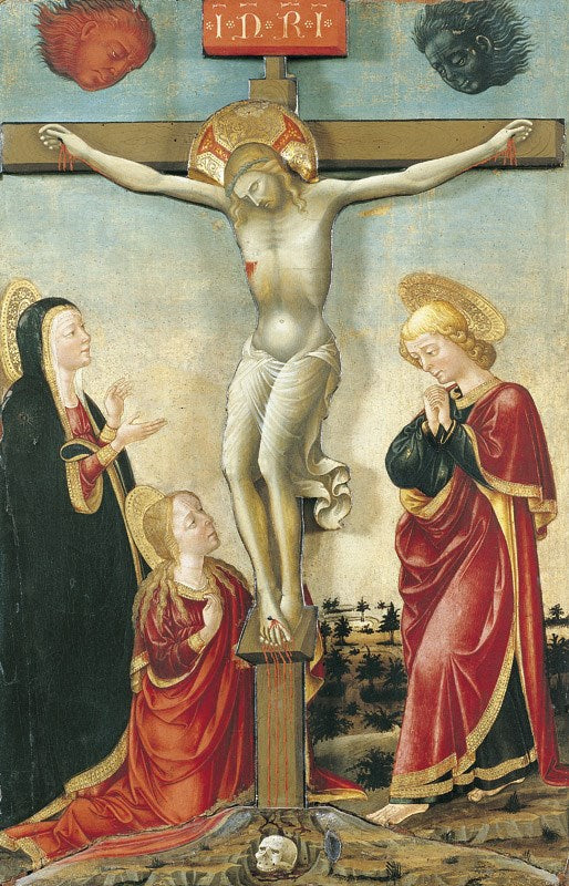 Kristus på korset, jomfruen, Johannes og Maria Magdalena - Lorenzo Monaco