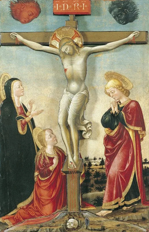 Kristus på korset, jomfruen, Johannes og Maria Magdalena - Lorenzo Monaco