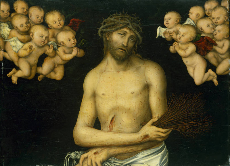 Kristus som en mann av smerte omgitt av engler - Lucas Cranach den eldre