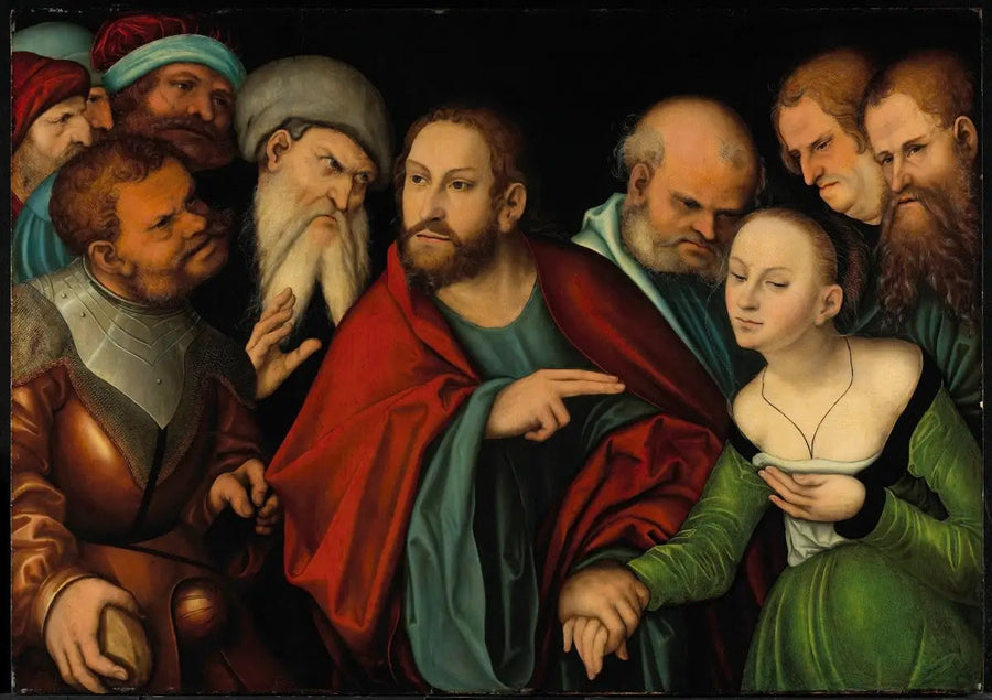 Kristus og den adulterende kvinnen - Lucas Cranach den eldre
