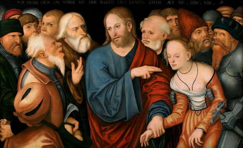 Kristus og den adulterende kvinnen - Lucas Cranach den eldre