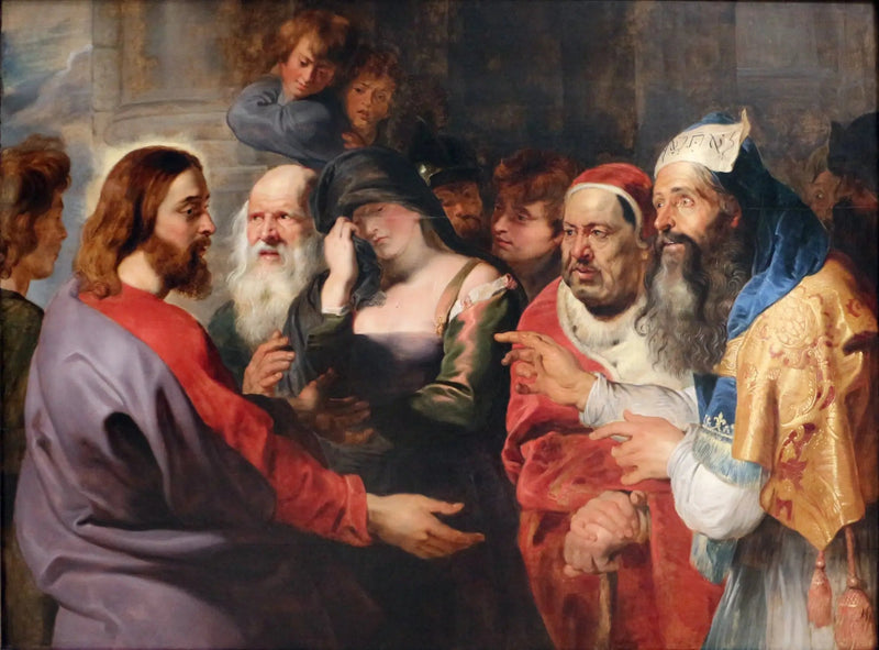 Kristus og den adulterende kvinnen - Peter Paul Rubens