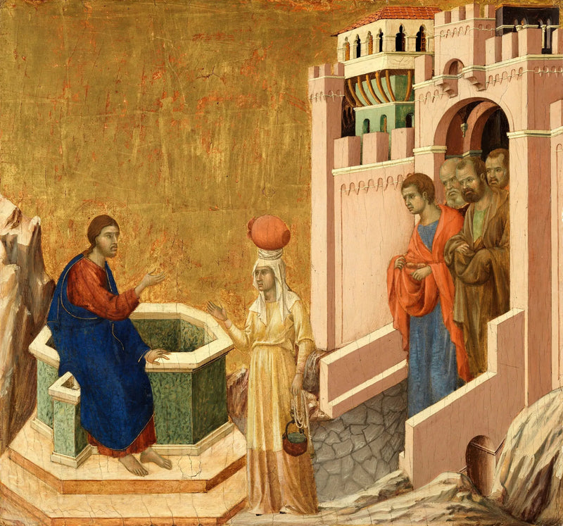 Kristus og den samaritanske kvinne - Duccio di Buoninsegna